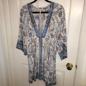 Free People blue and white tunic dress size medium